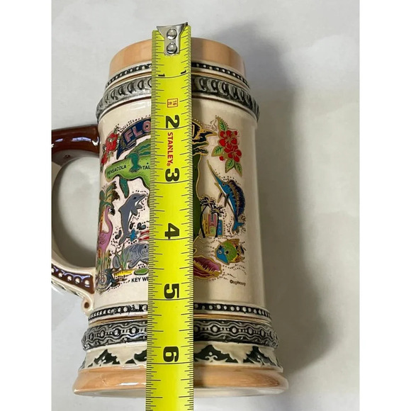 Agiftcopr Pirate Stein Florida Map Embossed Beer Mugs Lid Ceramic Collectibles - Picture 5 of 11